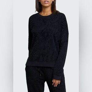 Revolve Rails Marlo Black Fleck Leopard Pullover Cotton Side Zip LS Sweatshirt S